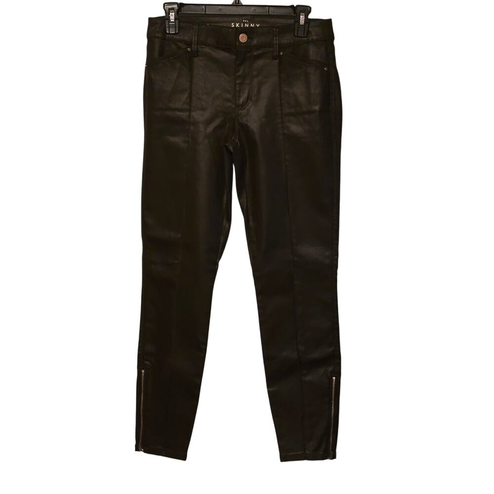 White House Black Market dark brown faux leather skinny pants size 4 NWOT